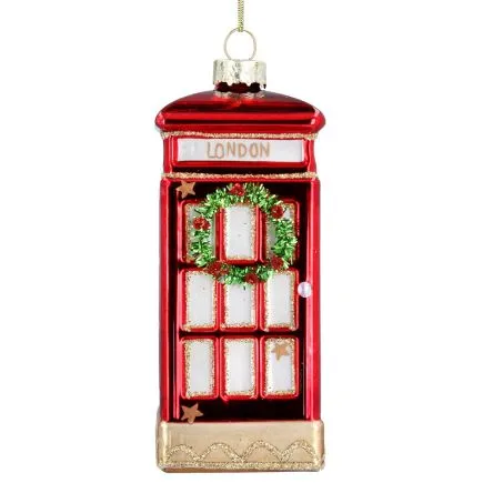 London Phone Box with Christmas Wreath
