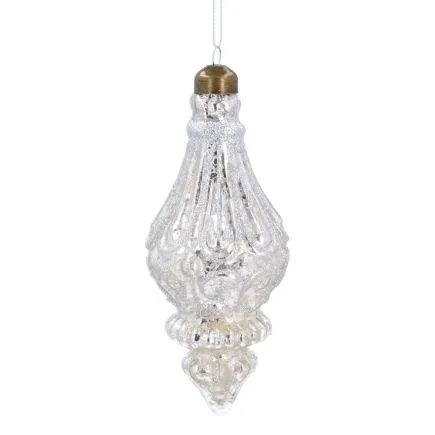 Clear Embossed Glass Finial