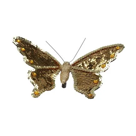 Gold Sequin Butterfly Clip /