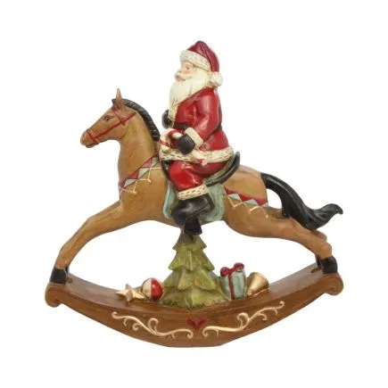 Resin Santa On Rocking Horse Orn - 24cm