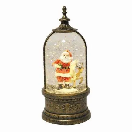 Santa Brushed Gold Lantern Water Spinner