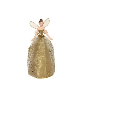Gold Glitter Fabric/Resin Tree Top Fairy Sml