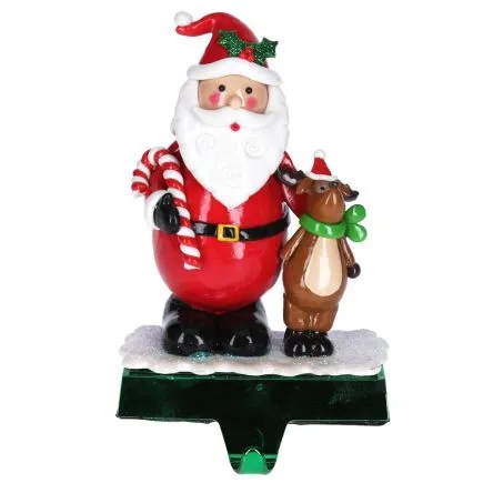 Santa w Deer Stocking Hanger
