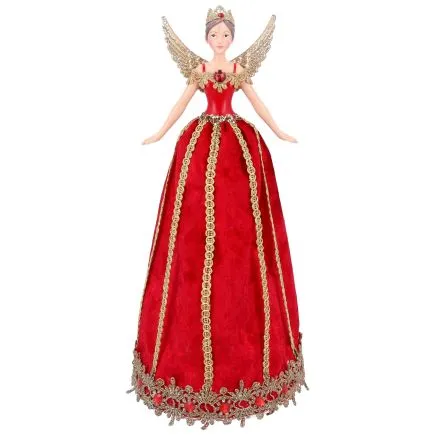 Luxury Red & Gold Tree Topper Fairy