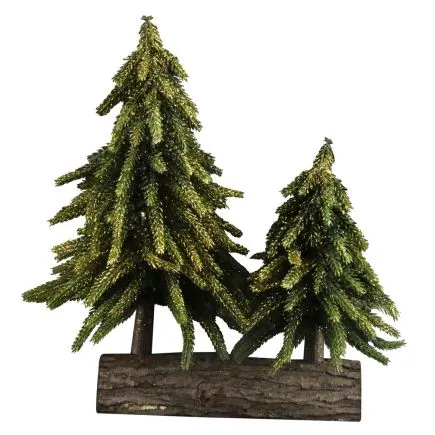 Green Fir/Gold Glitter Double Tree Orn