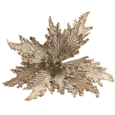 Gisela Graham Champagne Gold Poinsettia Clip