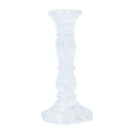 Clear Glass Moulded Candlestick