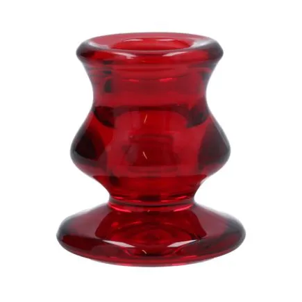 Gisela Graham Red Glass Short Candlestick