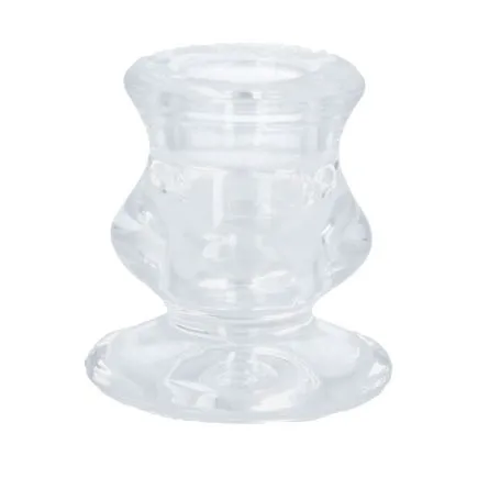 Clear Glass Short Candlestick - 6cm