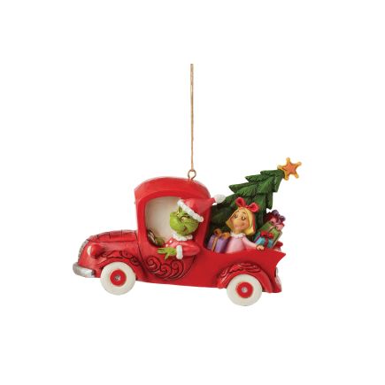 Grinch in a Red Truck Bauble