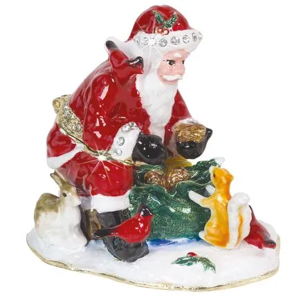 Santa and Squirrel Christmas Trinket Box