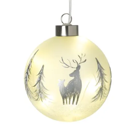 Light Up Glass Bauble Deer Design