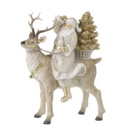 Traditional Santa With Deer And Tree