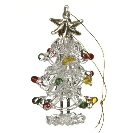 Hanging Glass Christmas Tree with Colour Baubles