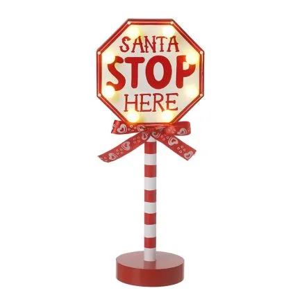 Santa Stop Here LightUp Sign
