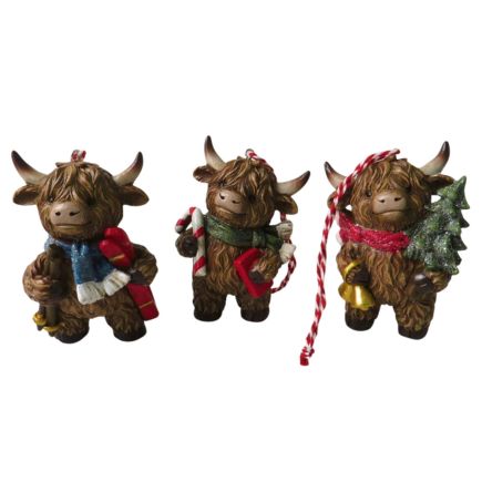 Christmas Highland Cows Standing - Individually Sold