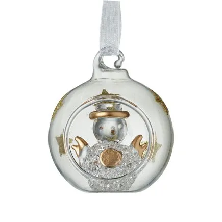 Clear & Gold Star Bauble With Snowman