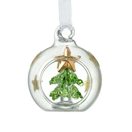Clear & Gold Star Bauble With Tree