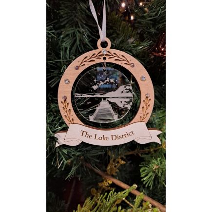 The Lakes Jetty Handcrafted Wooden and Acrylic Hanging Decoration