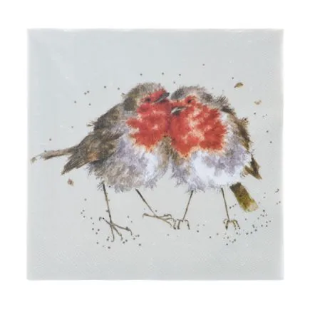 Wrendale Robins Snuggling Together Napkins