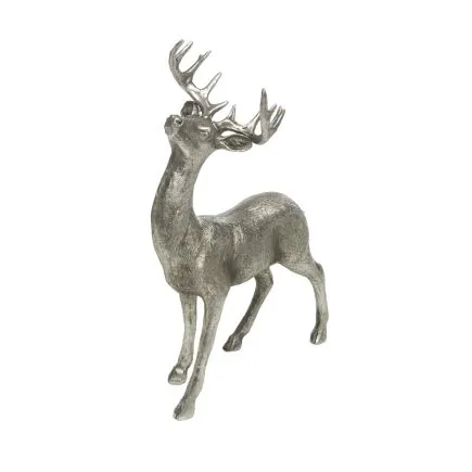36cm polyresin silver standing deer