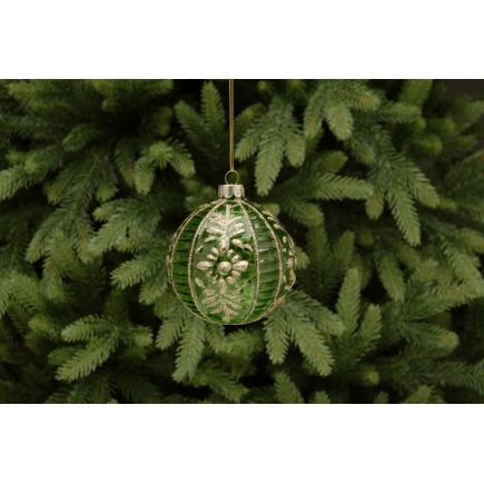 Green glass ball with gold Glitter finish