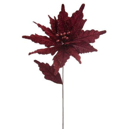 Burgundy Velvet Poinsettia Stem