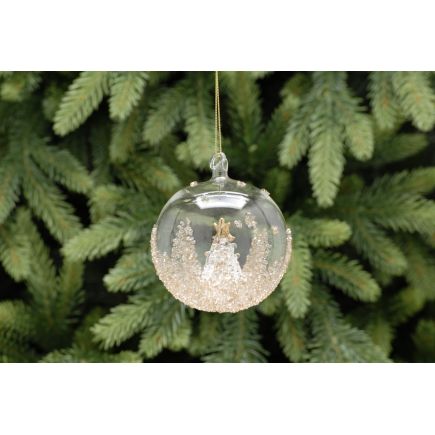 8cm clear glass ball with tree inside