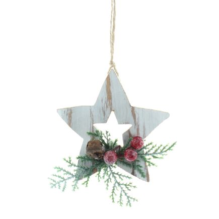 9cm wooden white washed effect star