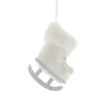 White With White Fur Cuff Ice Skate