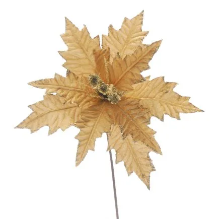 Champagne Gold Poinsettia With Gold Glitter Trim