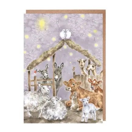 Away in a Manger Advent Calendar Card