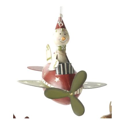 Snowman in His Christmas Plane