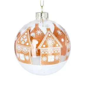 Clear Glass Gingerbread House /Snow Ball