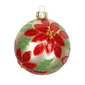 Glass Traditional Poinsettia Bauble