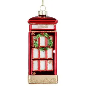 London Phone Box with Christmas Wreath