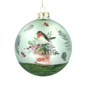 Robin on Plant Pot Bauble