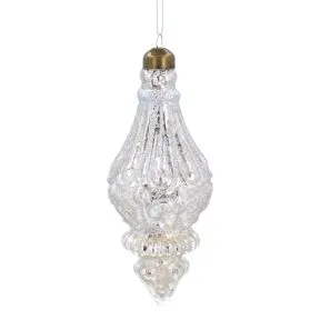 Clear Embossed Glass Finial