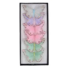 Pastel Fabric Butterfly Clip Pack/6