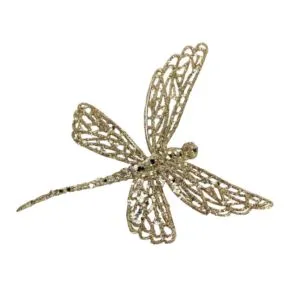 Gisela Graham Gold Glitter Dragonfly Clip