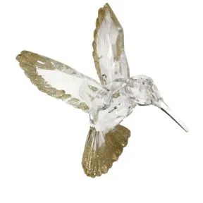 Clear/Gold Glitter Acrylic Hummingbird Dec