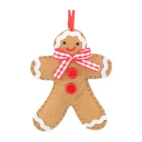 Felt Gingerbread Man w Buttons/Bow Dec