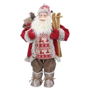 Plush/Acrylic Santa w Sack/Skis Orn