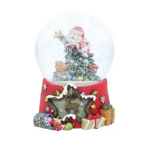 Gisela Graham Santa with Tree and Teddy Music Snow Dome