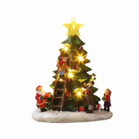 Light Up Magical Santa Scene with Christmas Tree