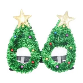 Tinsel Christmas Tree/Acrylic Glasses