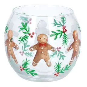 Gingerbread Men Glass Nite Lite Pot