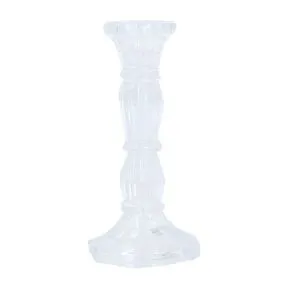 Clear Glass Moulded Candlestick Med
