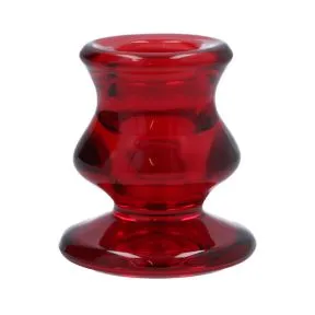 Red Glass Short Candlestick - 6cm