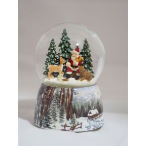 Santa in The Forest Snow Globe